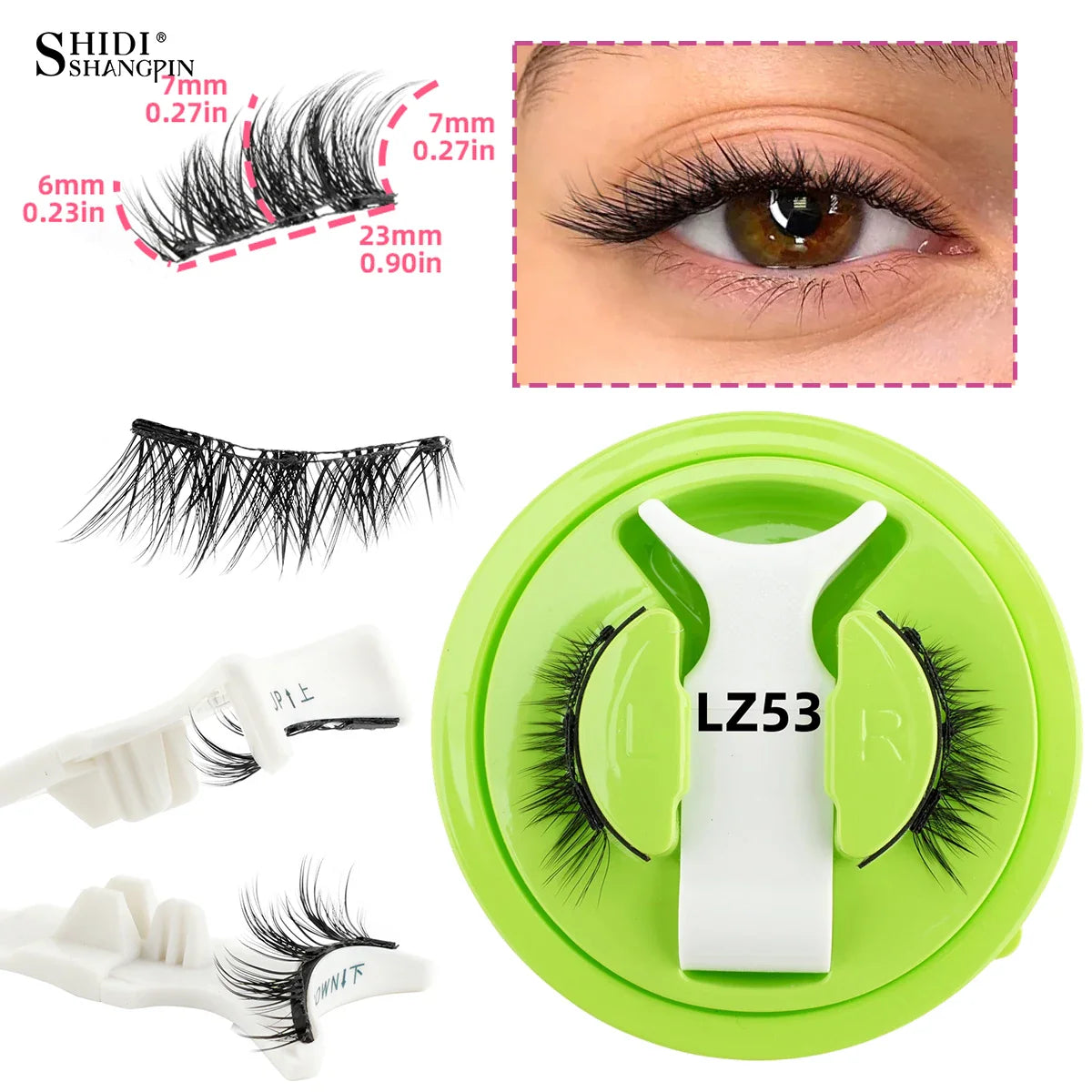 Reusable Magnetic Eyelashes Set – Natural Curly Fluffy False Lashes with Tweezers, No Glue Needed Makeup
