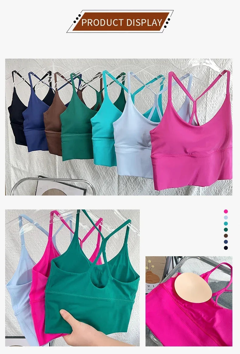 Women’s Sexy Crossback Yoga Crop Top — Breathable, Shockproof Fitness & Running Sports Vest