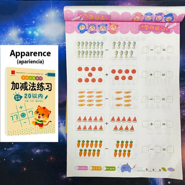 80-Page Children’s Math Copybook — Addition & Subtraction Handwriting Practice, Preschool Mathematics Exercise Book