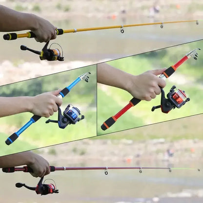 Fishing Pole Set - Telescopic Rod & Spinning Reel Combo with Baits, Hooks & Travel Accessories