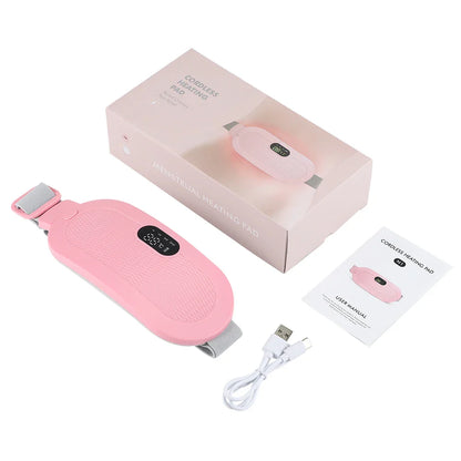 Electric Heating Pad for Women | Menstrual Cramp Relief Vibrator Belt | Abdominal Warmer & Blood Circulation Massager