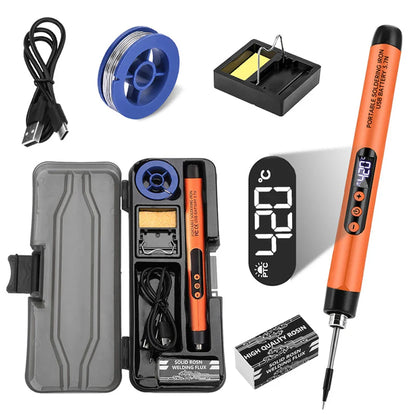 USB Digital Soldering Iron – Adjustable Temperature 300–450℃ Type-C Rechargeable 1000mAh/800mAh Battery Intelligent Portable Solder Welding Tool
