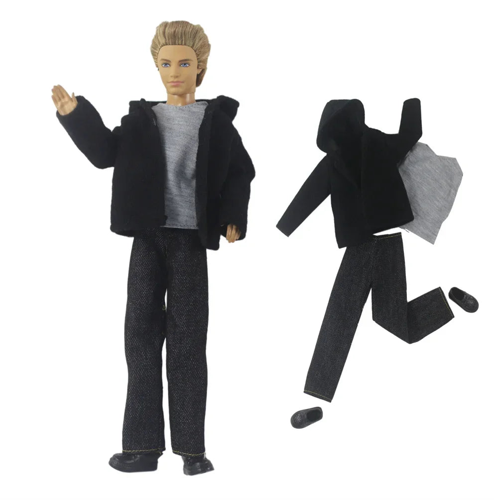 1 Set Woolen Overcoat Outfit for 12-inch Ken Doll – Multiple Styles Doll Clothes