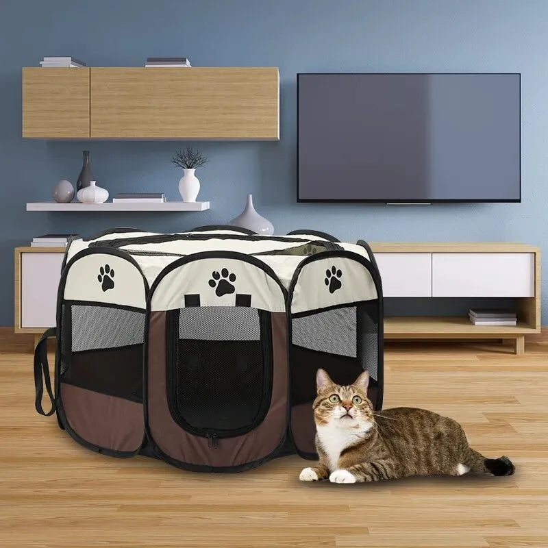 Portable Foldable Pet Tent Kennel - Octagonal Fence Puppy Shelter for Easy Outdoor Use - Convenient Large Dog Cage and Cat Fence
