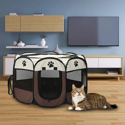 Portable Foldable Pet Tent Kennel - Octagonal Fence Puppy Shelter for Easy Outdoor Use - Convenient Large Dog Cage and Cat Fence