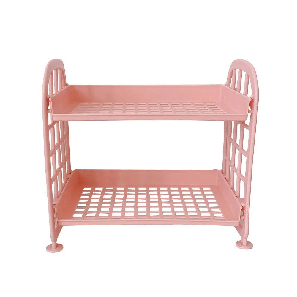 Kawaii Macaron Minimalist Desk Organizer - Folding Desktop Storage Rack for Student Dormitories and Skin Care Essentials