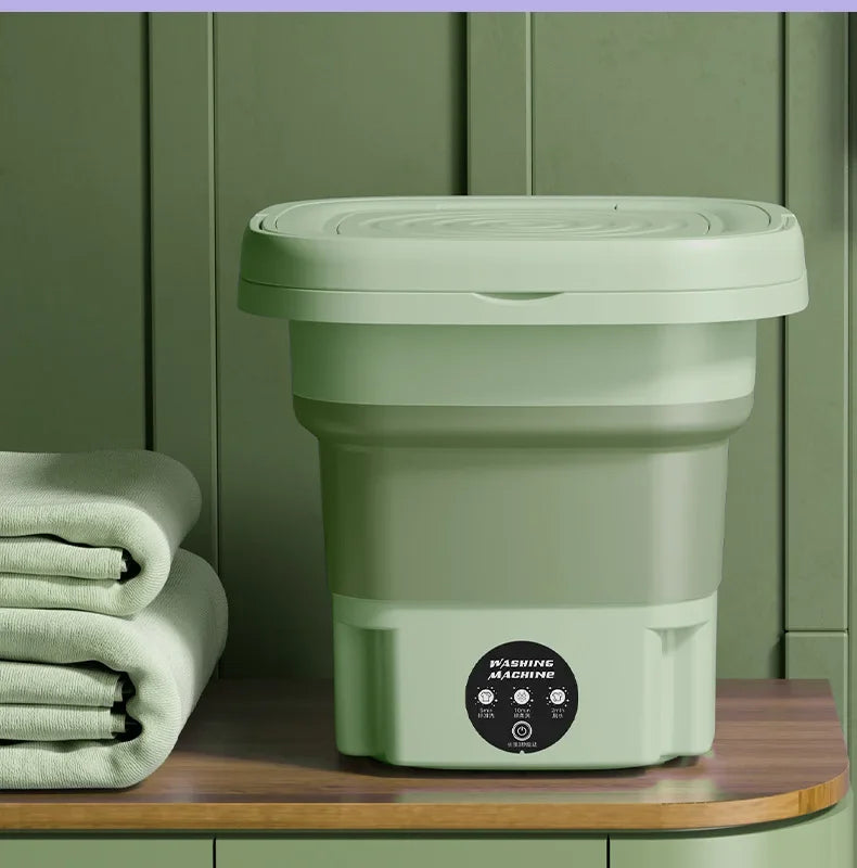 8L Portable Foldable Washing Machine – Mini Washer with Spin Dryer for Socks, Underwear & Panties