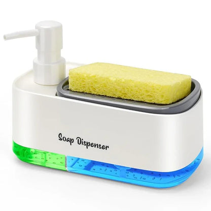 2-in-1 Hand & Dish Soap Dispenser Set — Countertop Soap Pump with Detergent Dispenser & Sponge Holder for Kitchen Sink