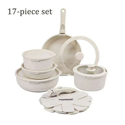 DONNOR Safe Nonstick Kitchen Cookware Set - Oven Safe Pots and Pans with Removable Handles
