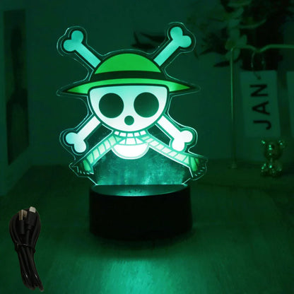 One Piece Luffy Zoro Action Figures 3D LED Lamp – Anime PVC Model Toy Night Light for Kids & Christmas Gift