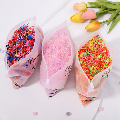 500/1000/2000PCS Colorful Disposable Rubber Hair Ties – Ponytail Holders for Girls & Kids Hair Accessories