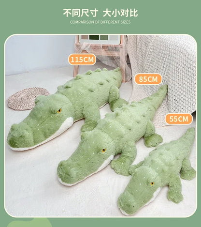 Soft Crocodile Plush Toy – Fluffy Stuffed Alligator Pillow Doll, Jungle Green Sofa Cushion, Birthday Gift