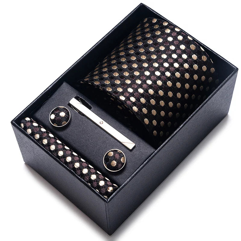 Men’s Tie and Pocket Square Gift Set – 2023 Mixed Colors Paisley Necktie in Box, Wedding Suit Accessory