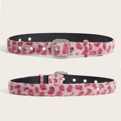 Gothic Y2K Faux Fur Belt - Women’s Punk Hip Hop Waistband for Jeans & Winter Fashion