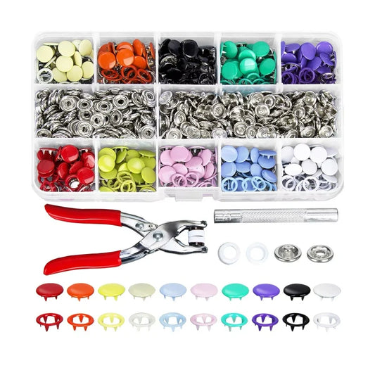 Snap Button Kit with Hand Pressure Pliers – 50 Metal Snaps for Sewing, DIY Crafts, Clothes & Hats
