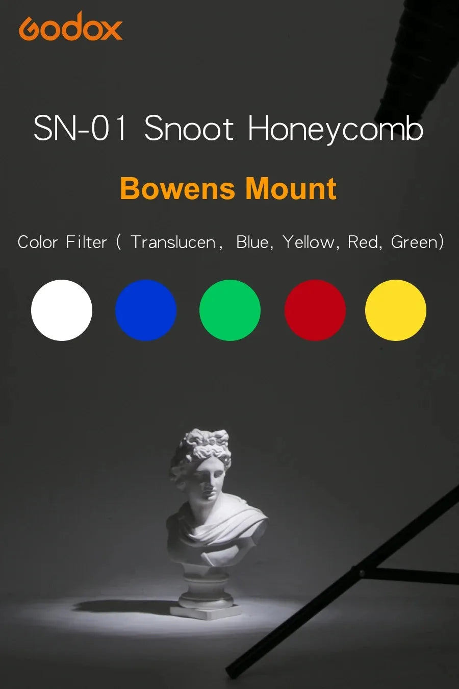 GODOX SN-01 Bowens Mount Large Snoot – Photography Studio Flash Light Fittings, Accessories for Godox S-Type, DE300, SK400 II