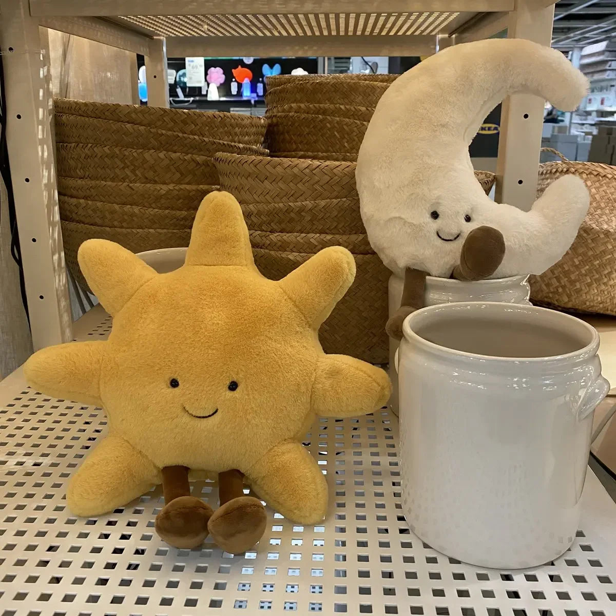 Smile Face Moon & Sun Plush Cushion – Cute Weather Stuffed Toy for Kid's Bedroom Decor & Sofa Throw Pillow