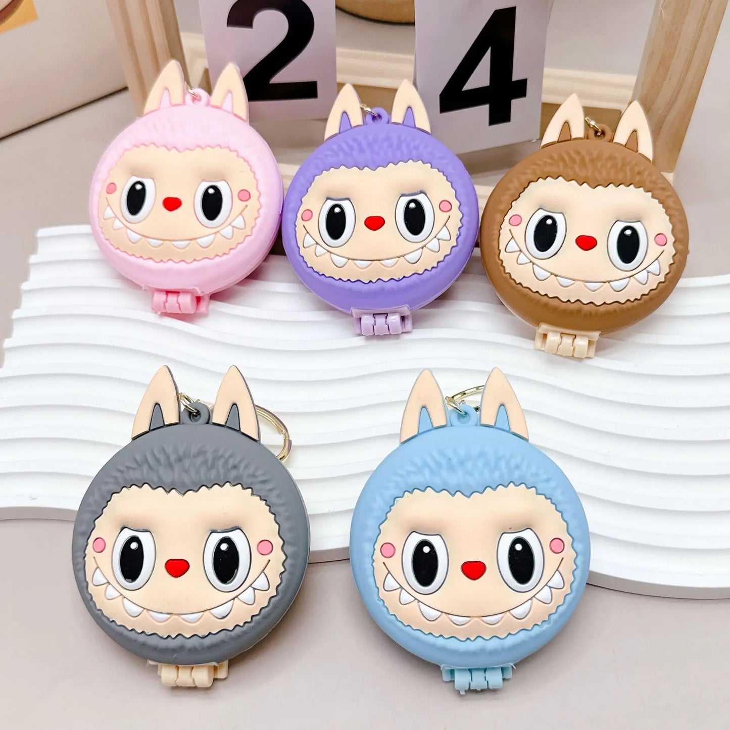 Kawaii Labubu Monsters Zimomo Mococo Comb Mirror Keychain – Cute Portable Air Cushion Comb Gift for Girls