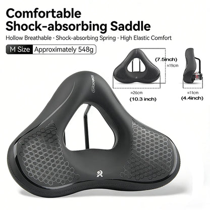 Ergonomic Bike Saddle - Thick Soft Shock-Absorbing Hollow Breathable Seat for Mountain & Road Bikes