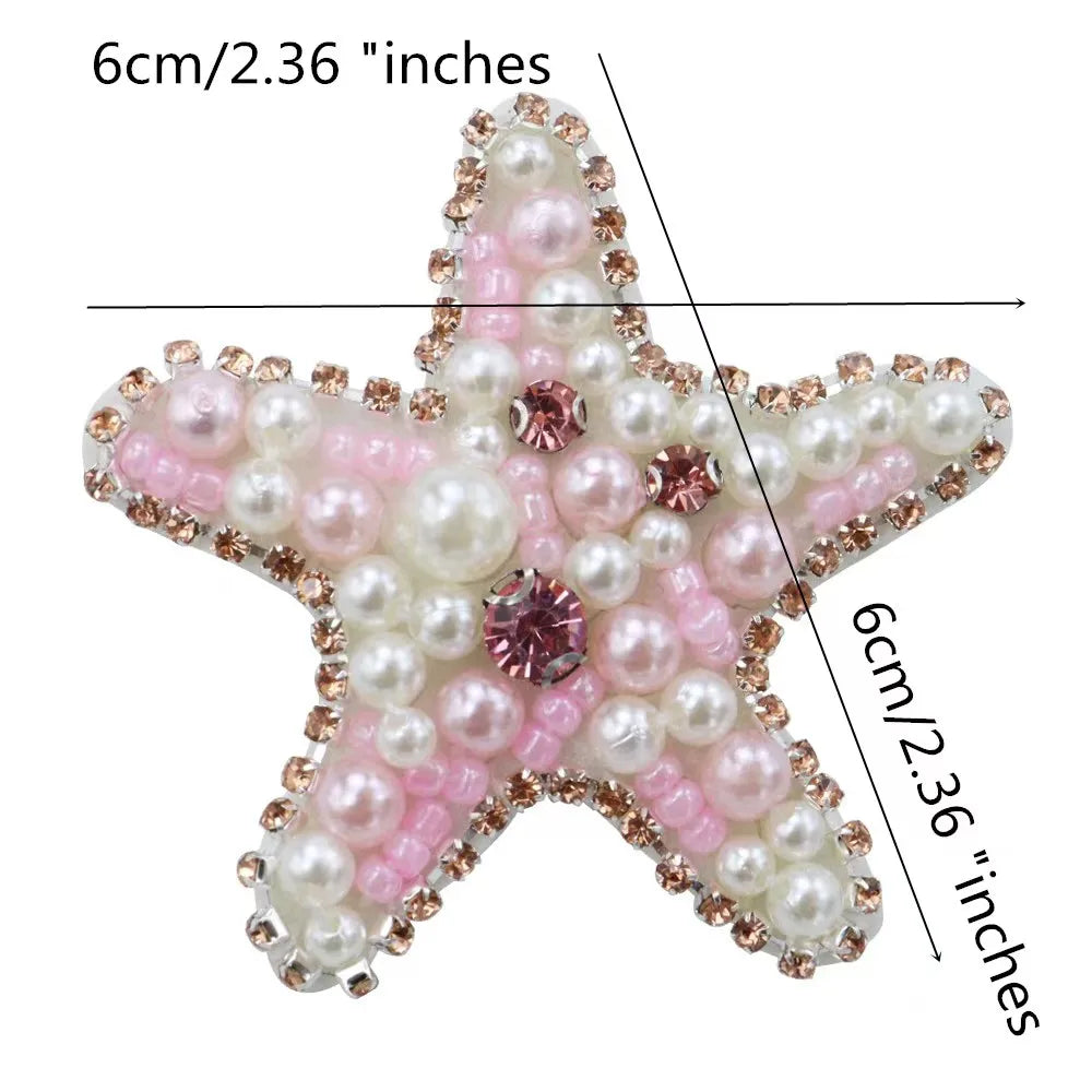 3D Handmade Ocean Animal Patches - Beaded Seahorse Crab Starfish DIY Sewing Accessories & Craft Ornaments
