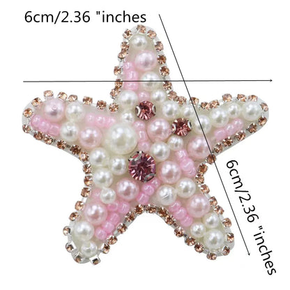 3D Handmade Ocean Animal Patches - Beaded Seahorse Crab Starfish DIY Sewing Accessories & Craft Ornaments