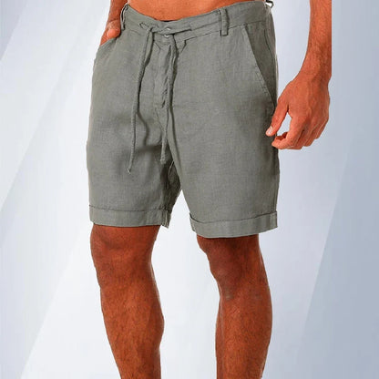Men's Summer Linen Cotton Shorts - Loose Solid Cargo Beach & Casual Leisure Shorts