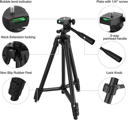 Phone Camera Tripod Stand – Lightweight with Bluetooth Remote, Universal Phone Holder for Photography, Compatible with Xiaomi, Huawei, DSLR
