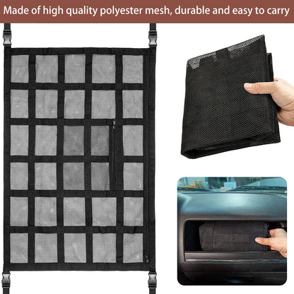 Strong Load-Bearing Car Ceiling Cargo Net : Mesh Roof Storage Organizer for Large Capacity Space Saving - Car Ceiling Storage Solution