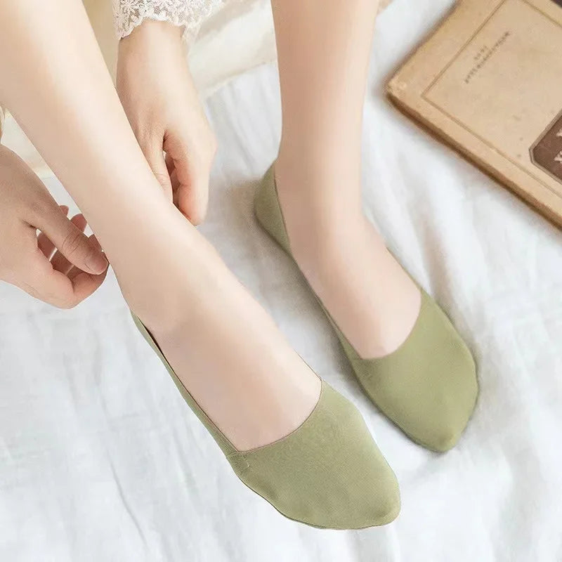 3 Pairs Women's Invisible Low-Cut Socks – Breathable Non-Slip Cotton No-Show Summer Socks