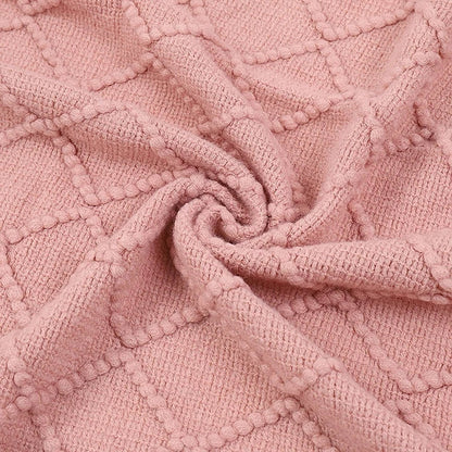 White Boho Throw Blanket – Textured Chunky Knitted Vintage Luxury Bedspread, Sofa Cover Manta Para Sofá