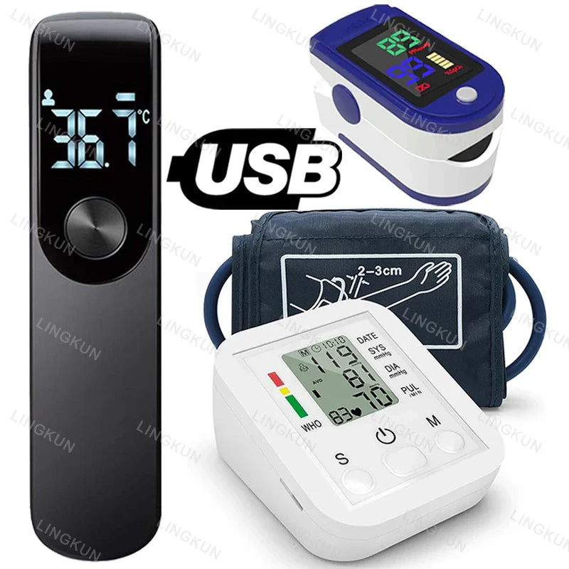 Automatic Tonometer Arm Blood Pressure Monitor – Digital BP Equipment with LED Display and Pressure Sensor Cuff