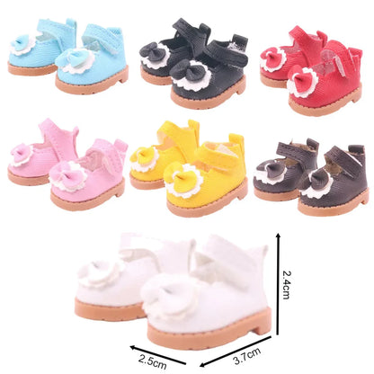3.8cm Solid Color Lace-Up Canvas Shoes – PU Doll Shoes for 17cm Labubu Doll Clothes & Accessories Gift