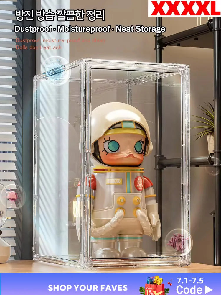 50×37×29cm Transparent Toy Organizer & Display Cabinet – Durable Storage Box for Helmets, Shoes & Books