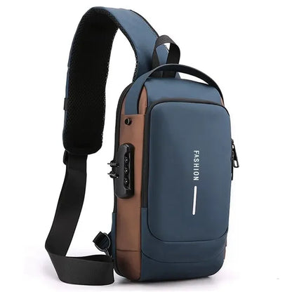Designer Multifunction Anti-Theft USB Shoulder Bag – Travel Crossbody Messenger Sling Chest Bag for Men, Luxury Brand