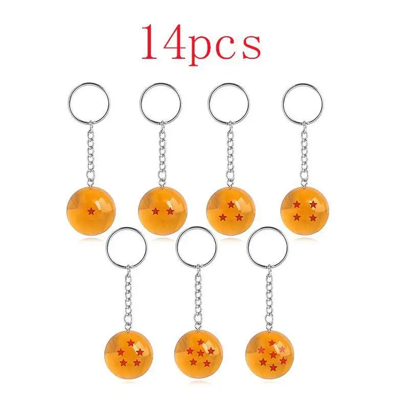 Japanese Anime Dragon Ball Z Stars Keychain Figures – Series 1-7 Pendant Toy Car Keyring, Cosplay Party Gift
