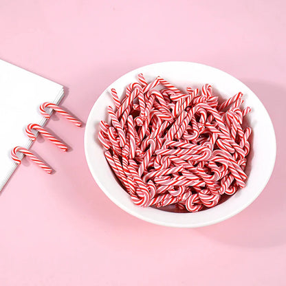 10/30/50pcs Mini Candy Cane Ornaments – Red & White Resin DIY Christmas Decorations for Home & New Year 2025