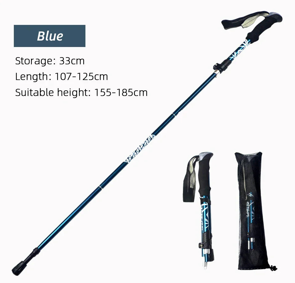 5-Section Foldable Trekking Pole – Portable Hiking Stick for Nordic, Elderly & Camping, Telescopic & Easy to Carry