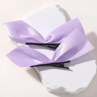 2pcs Black & White Ribbon Hair Bow Clips – Vintage Bowknot Side Hairpins, Cute Barrettes for Girls & Women, Headdress Accessories