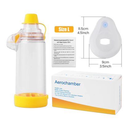 Asthma Inhaler Spacer & Nebulizer — Adult, Child, and Baby Aerosol Compressor with Mist Storage Bottle, Mask, and Tank Cup