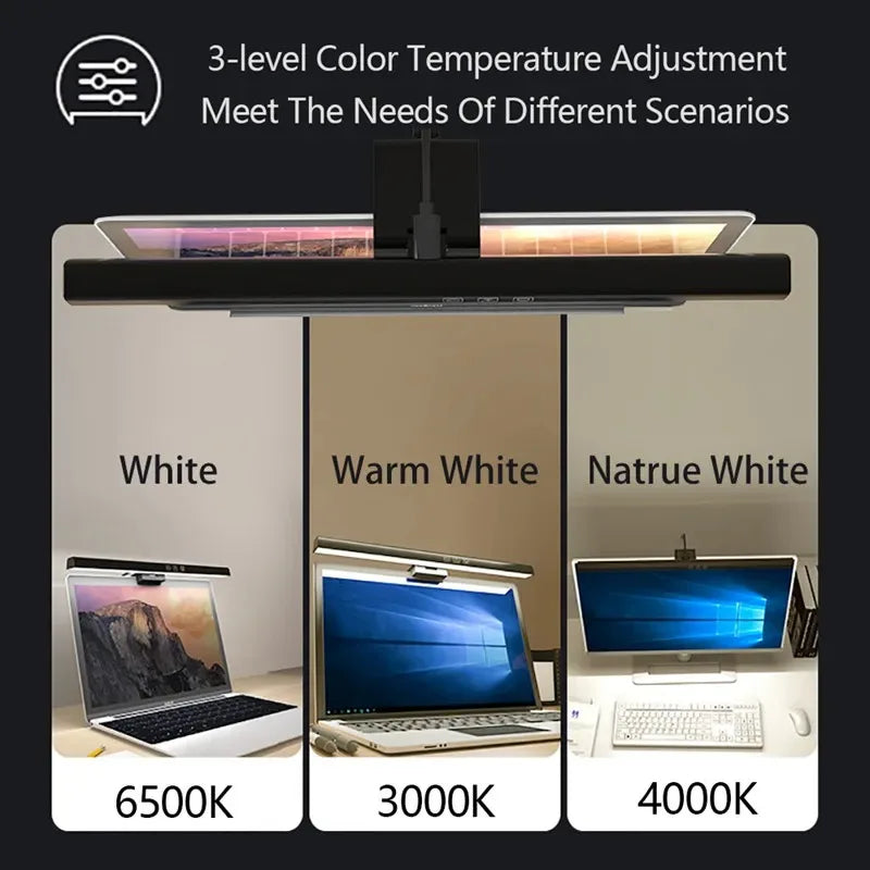Eye-Care LED Desk Lamp 50cm – USB-Powered Screen Light Bar with Stepless Dimming for Reading & PC