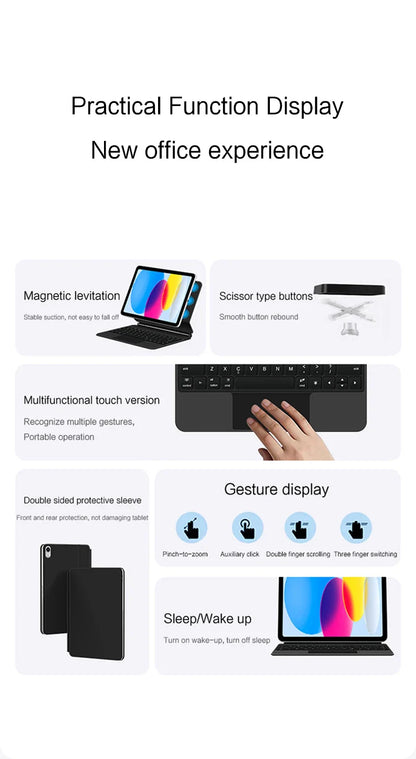 Magic Keyboard for iPad Pro 11/12.9, Air 4/5 & iPad 10th Gen – Smart Magnetic Case & Cover