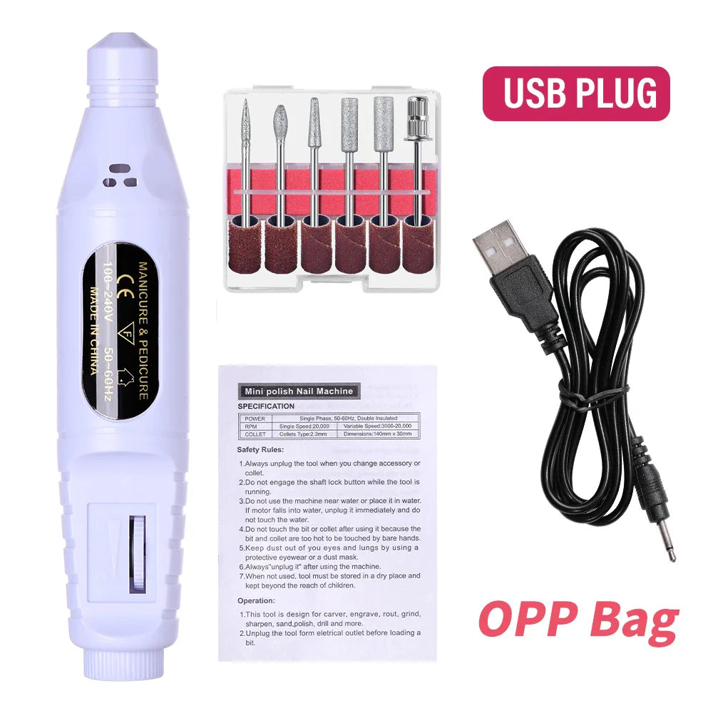 LINMANDA 6-in-1 Electric Nail Drill Kit – Portable Manicure Machine for Nail Filing, Polishing & Removal Tools
