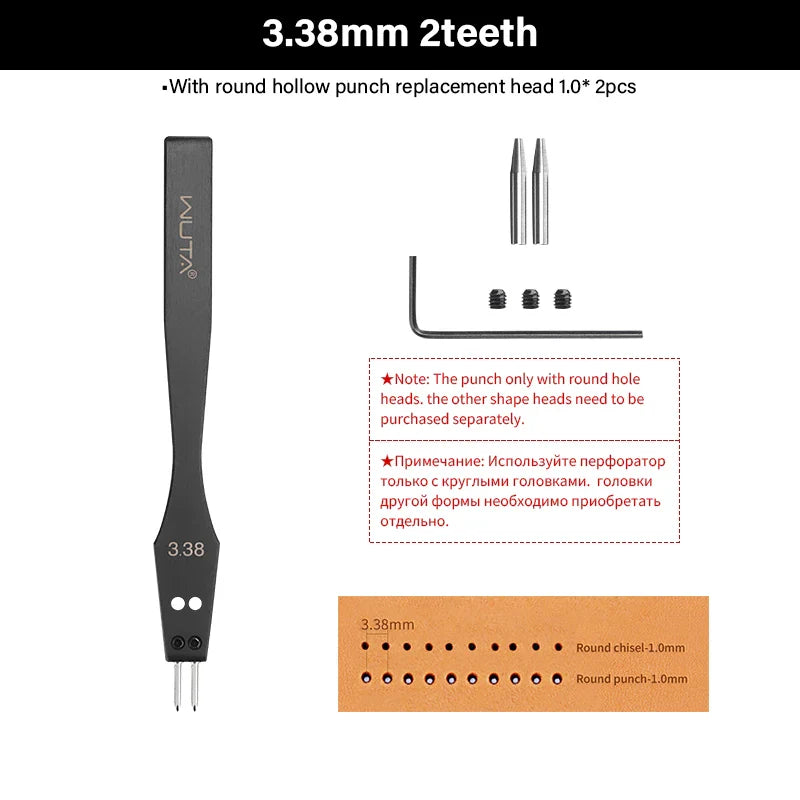 WUTA 3G Replaceable Leather Punch Heads – Diamond, Olive & Round Hole Pricking Irons for DIY Leathercraft