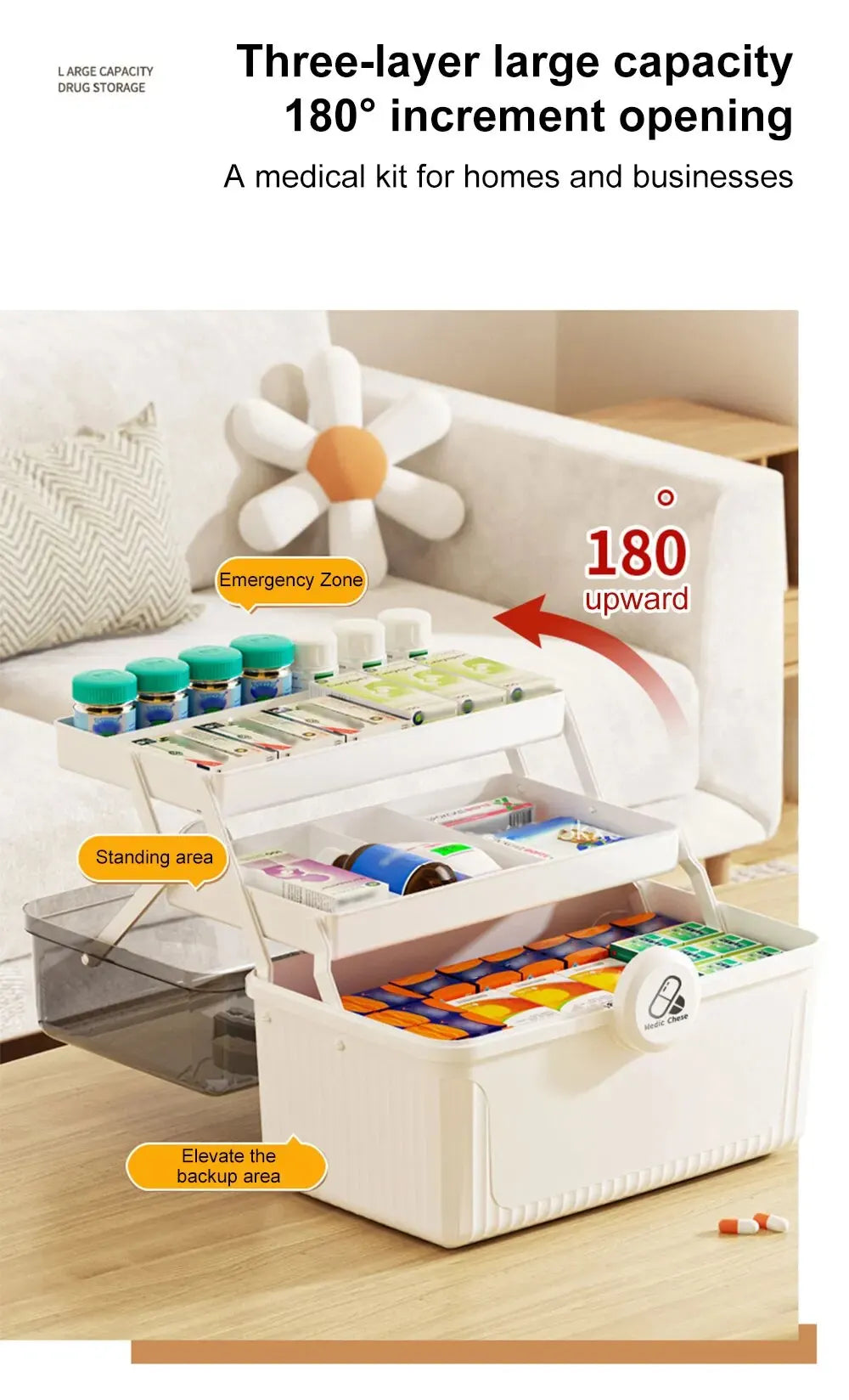 AiQUE Portable Medicine Organizer – Weekly Pill Storage Box with Large Capacity and Cutter for Home Use