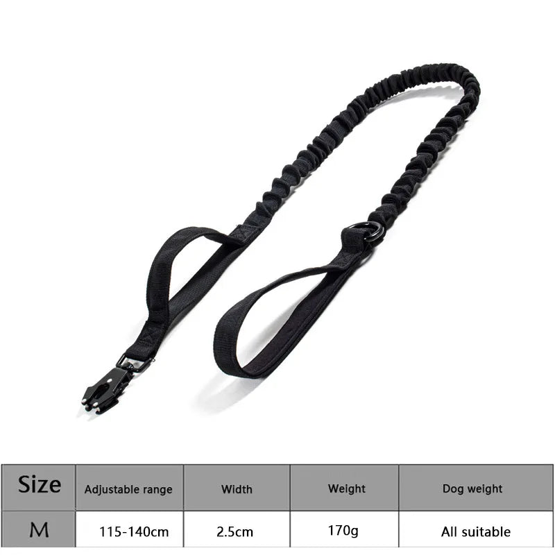 Adjustable Tactical Dog Collar with Traction Rope – Military Training Collar for Medium & Large Dogs