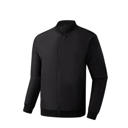 2024 Men's Spring Autumn Jacket – Short Loose Baseball Collar, Solid Color, Business Casual Thin Coat
