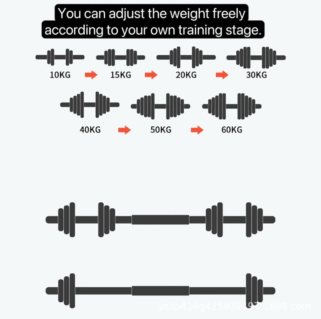 10-30kg Adjustable Cast Iron Dumbbells Set with Box – Black Gym & Home Weightlifting Barbell Connectable