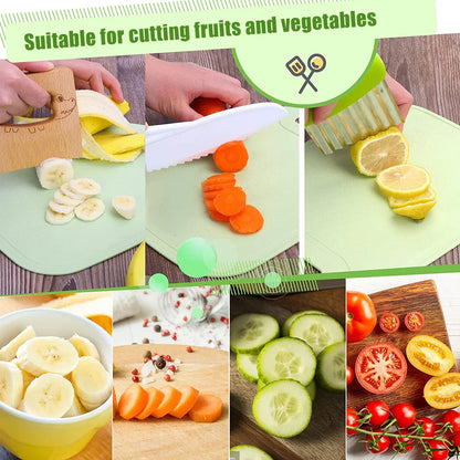 Kids Cooking Cutter Set - Safe Wooden and Plastic Knives for Toddlers, Includes Fruit Cutter and Peeler, Perfect for Little Chefs' Kitchen Adventures