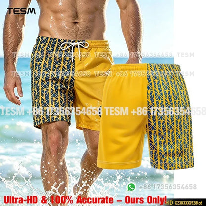 Men’s Lion Print Beach Shorts - Casual Summer Vacation & Sports Running Shorts