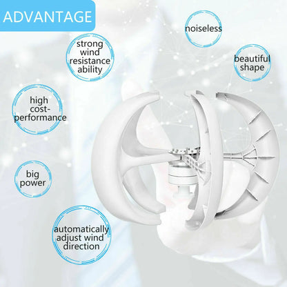 3000W Vertical Wind Turbine – 12V/24V/48V Small Windmill with 220V Output for Home & Farm, Includes MPPT Controller
